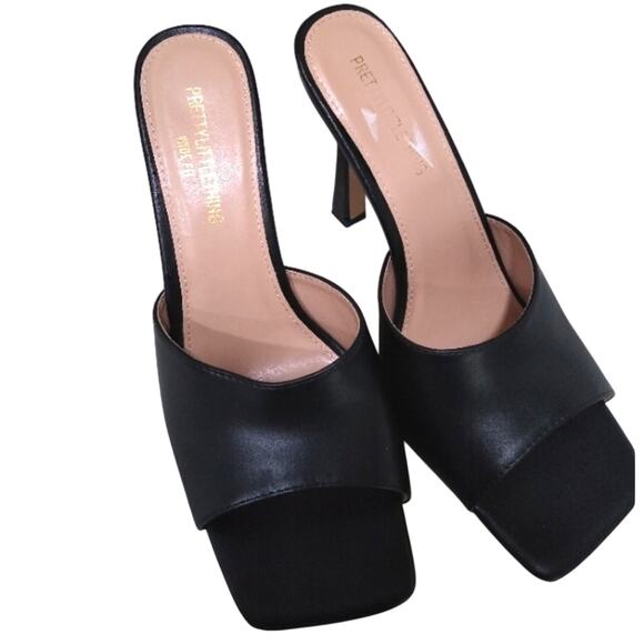 [H104] Pretty Little Thing Black Square Heels, Size 8 - Picture 5 of 7
